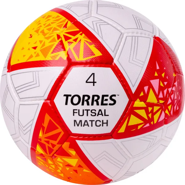 Мяч футзал. TORRES Futsal Match, FS323774, р.4, 32 панели. ПУ,4 подкл.слоя,ручн.сш,бело-крас-жёлт за 2&nbsp;454.80 ₽ в Тюмени